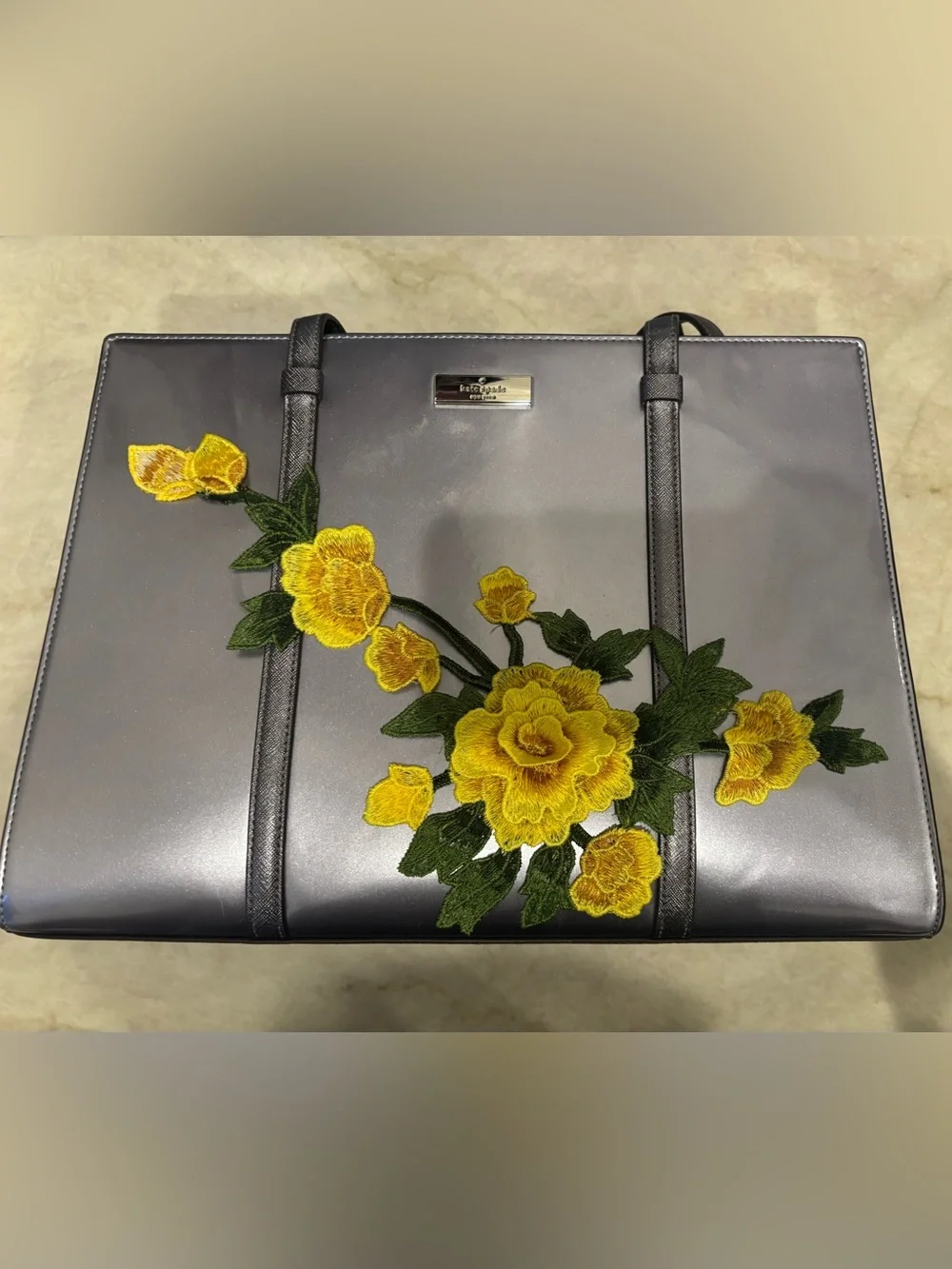 Kate Spade Style Bag with Custom Fabric Flower Accent.